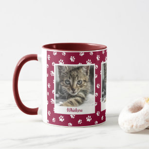 Caneca Nome de Gatinho Fofo & Foto Impressões de Pata Ver
