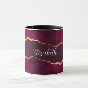 Caneca Nome de mármore de ouro roxo borbusto