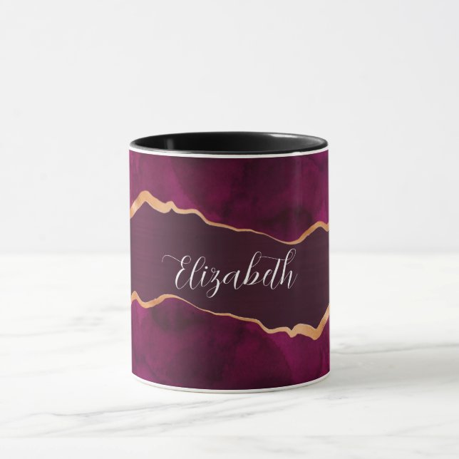 Caneca Nome de mármore de ouro roxo borbusto (Centro)