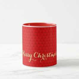 Caneca Nome de Script Dourado Faux Padrão Vermelho do Nat