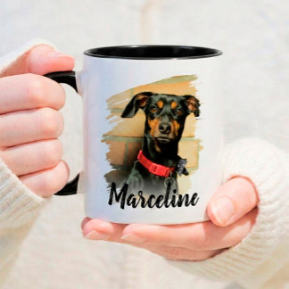 Caneca Nome de Tipografia de Letra Moderna e Foto de Anim