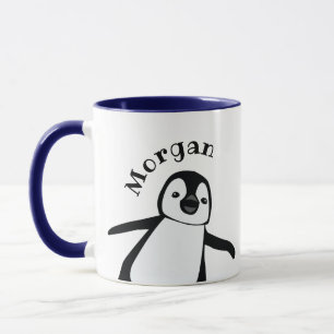 Caneca Nome Divertido de Pinguim Bonito Personalizado