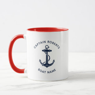 Caneca Nome do Capitão da Âncora do Barco Náutico Persona
