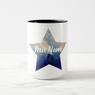 Caneca Nome do costume da estrela da aguarela