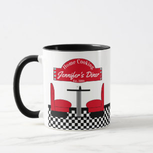 Caneca Nome do Cozinhar Doméstico Chef Diner Retro Cups