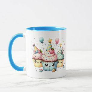 Caneca Nome do cupcake de aniversário feliz e bonito