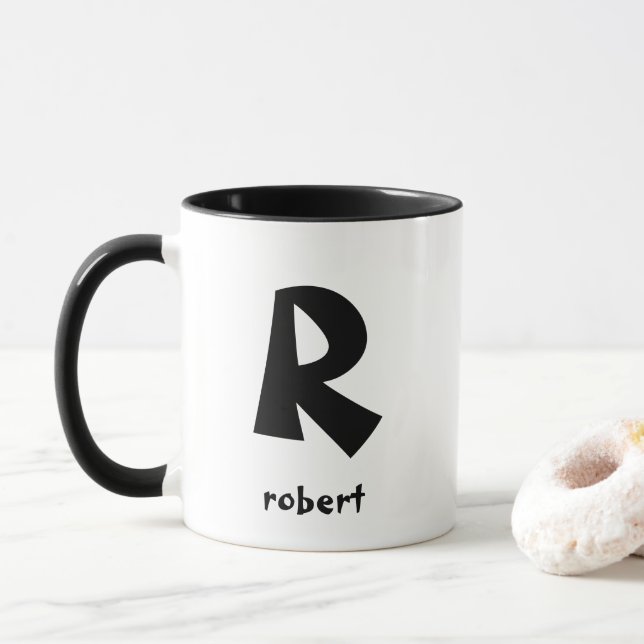 Caneca Nome do Monogame Inicial Jumbo Black Personalizado (Com Donut)