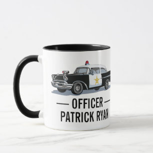 Caneca Nome Do Monograma Do Carro Da Polícia De Vintage