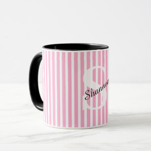 Caneca Nome do Monograma do Pastel em tiras