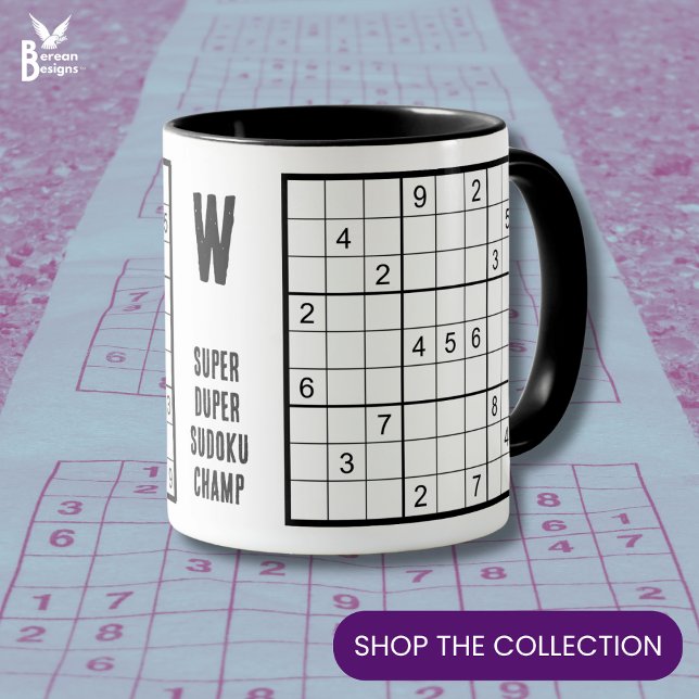 Caneca Nome do Monograma Sudoku (Customizable SUDOKU Monogram mug for your favorite puzzle lover)