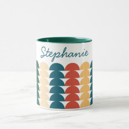 Caneca Nome do Padrão Geométrico de Forma de Meio Círculo