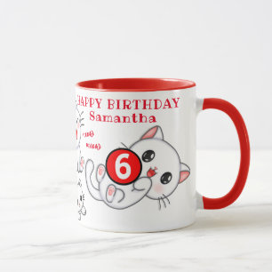 Caneca Nome dos Gatinhos Fofos e Aniversário da Criança I