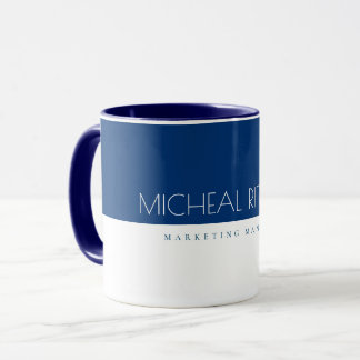 Caneca Nome e cargo do monograma personalizado azul do Ma