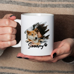 Caneca Nome e Foto de Pet com Tipografia Moderna Simples