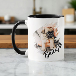 Caneca Nome e Foto de Tipografia Simples e Moderna de Pet