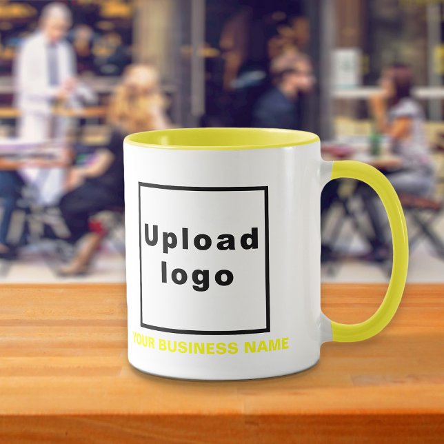 Caneca Nome e logotipo da empresa no Mug Combo Amarelo (Build brand name awareness. Your business name and logo on yellow combo mug.)
