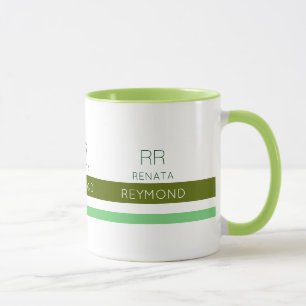 Caneca nome elegante verde com faixas