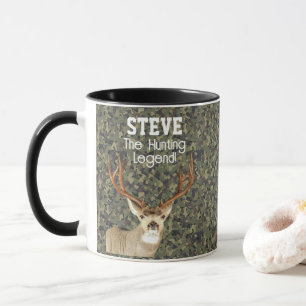 Caneca Nome Engraçado Mule Deer Hunting Legend Sports Cam