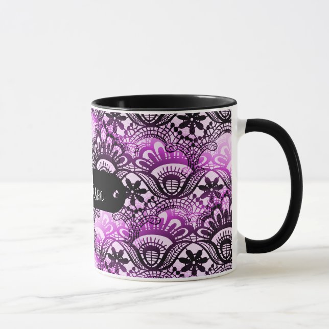 Caneca Nome feito sob encomenda damasco roxo (Direita)