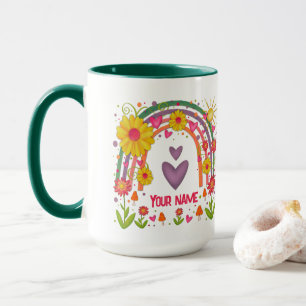 Caneca Nome Feliz Rainbow Cute Inspirivity Coffee Mug