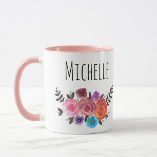 Caneca Nome floral da aguarela