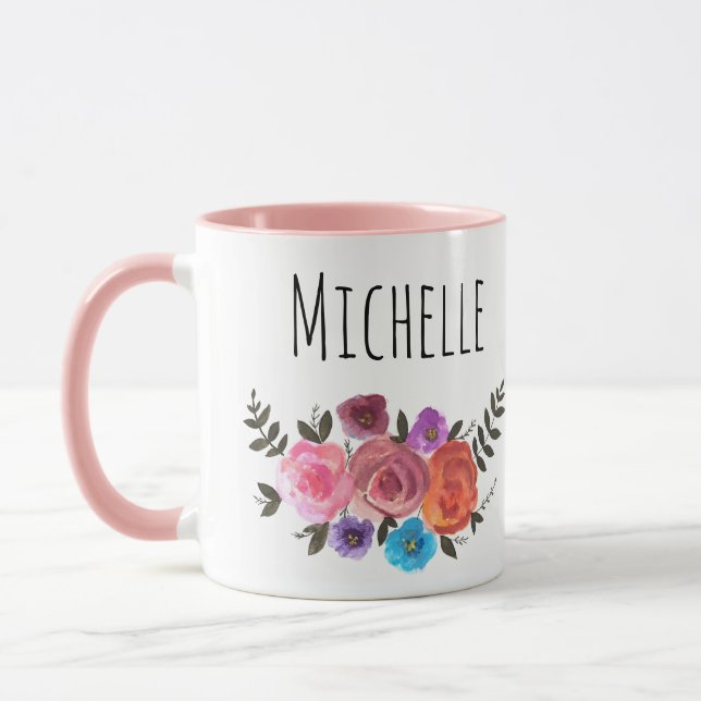 Caneca Nome Floral de Aquarela (Esquerda)