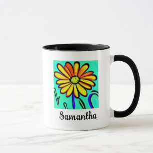 Caneca Nome Floral Personalizado Da Flor Cão Estético Da