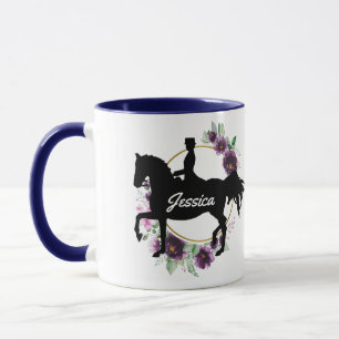 Caneca Nome Floral Personalizado do Cavalo de Dresagem
