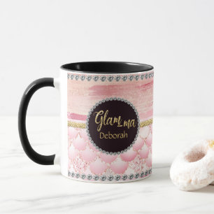 Caneca Nome Glamoroso Da Vovó Glam-mães Rosa Glitter Sh