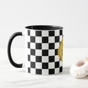 Caneca Nome Inicial Personalizado Padrão de Grade Elegant