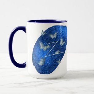 Caneca Nome Letra Z Monograma Blue Butterflies Mug