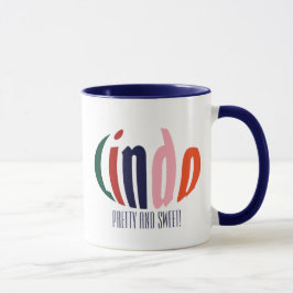 Caneca Nome "Linda" Personalizado Colorido, Círculo