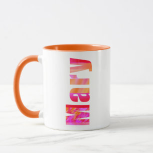 Caneca Nome "Mary", Letra Laranja Cor-de-rosa vívida