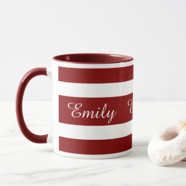 Caneca Nome Modern Burgundy Strips