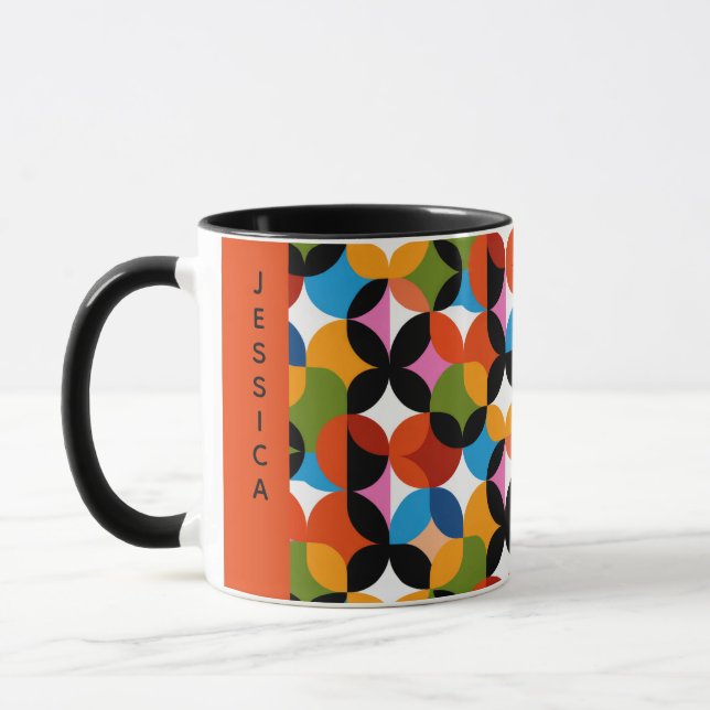 Caneca Nome Moderno de Meados do Século Padrão RETRO Colo (Esquerda)