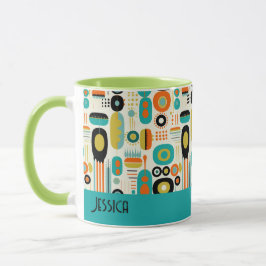 Caneca Nome moderno de padrão abstrato vibrante de meados