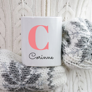 Caneca Nome Moderno Monograma Natal Inicial Presente