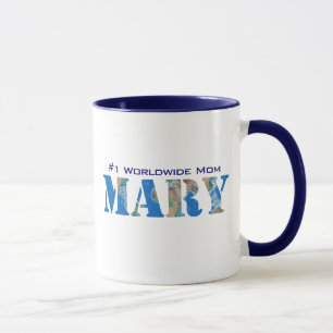 Caneca Nome Moderno Personalizado "Mary", Globo Mundial