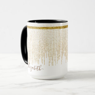 Caneca Nome Monograma Elegante com Brilho Dourado
