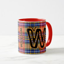 Nome Monograma (Estilo Xadrez Antigo) Café Vintage