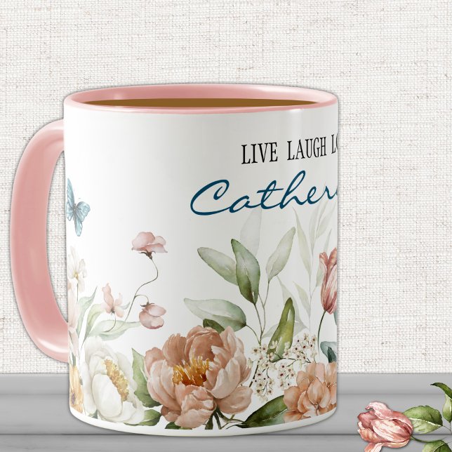 Caneca Nome no Combo Elegant Watercolor Floral 11oz (Criador carregado)