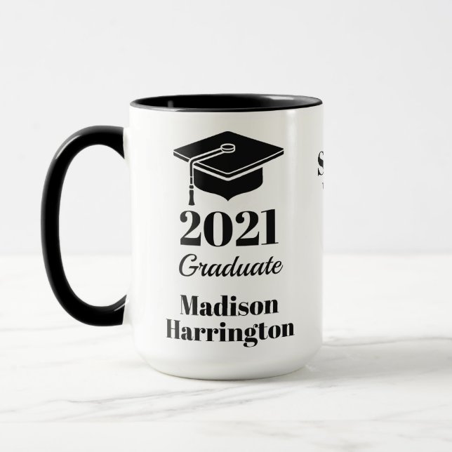 Caneca Nome personalizado, ano, texto Mug de graduação (Esquerda)