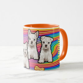 Caneca Nome personalizado arco-íris e filhotes Mug. Coffe