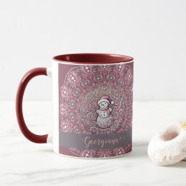Caneca Nome Personalizado Bastante Quente Snowman Mandala