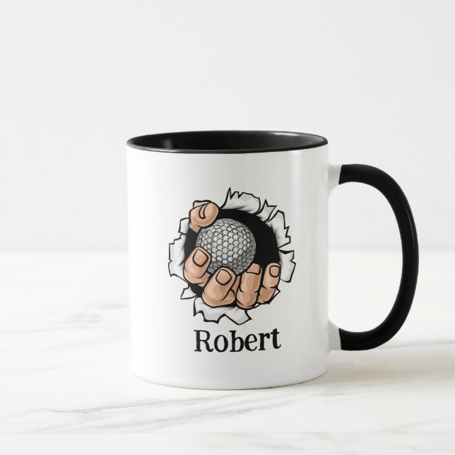 Caneca Nome personalizado Bola de golfe engraçada (Direita)