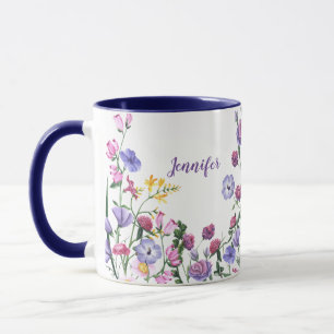 Caneca Nome Personalizado Cama de Flores de Jardim de Ver