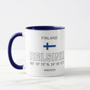 Caneca Nome Personalizado Coordenadas Helsinque
