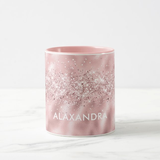 Caneca Nome Personalizado Cor-de-Rosa Metálico-Dourado Gl (Centro)