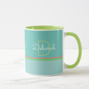 Caneca nome personalizado cor pastel. monograma