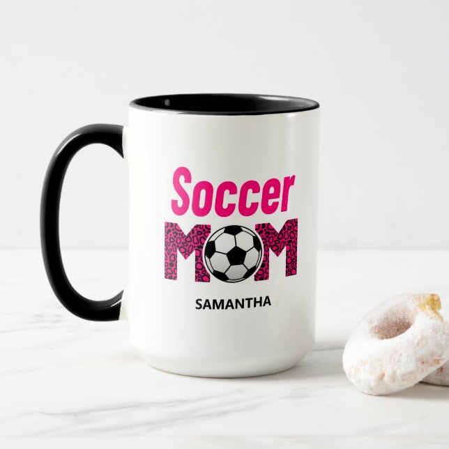 Caneca Nome Personalizado da Mãe do Futebol Personalizado (Com Donut)